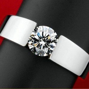 S925 Sterling Silver White Sapphire Diamond Ring